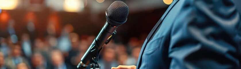 Government official giving a press conference on the economy, public policy, economic impact