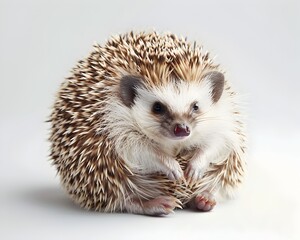 Obraz premium Adorable Curled Hedgehog with Detailed Sharp Spines Wildlife Portrait Concept