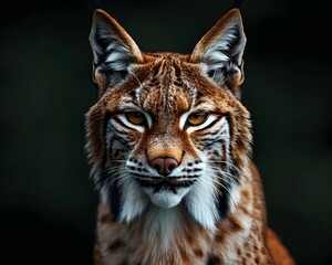 Fototapeta premium Fierce and Focused Lynx Staring Intensely in Wildlife Portrait with Copy Space