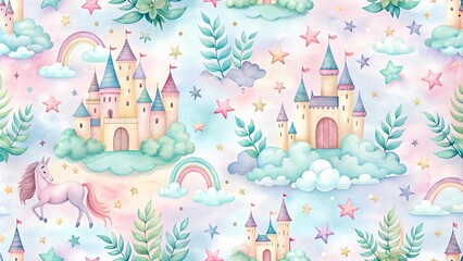 A Dreamy Tapestry of Pastel Hues and Magical Creatures  Generative AI