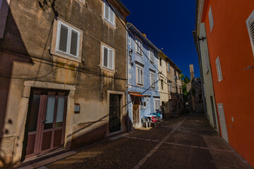 Old town of Trpanj in Croatia, red tile roofs, narrow streets, Peljesac peninsula