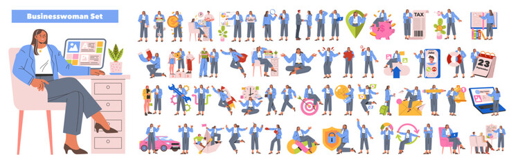 businesswoman set. Flat Vector Illustration