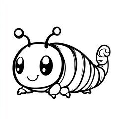 Caterpillar cute simple coloring page for kids no back 