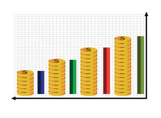financial coin chart. vector illustration