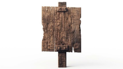 Brown wooden sign on a white background In the concept of the signpost and billboards with clipping path.