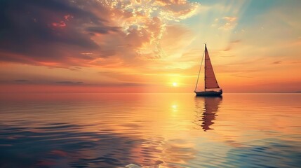 Fototapeta premium Sailboat at Sunset