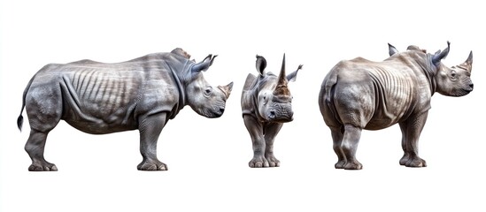 Fototapeta premium Three White Rhinos in Different Poses
