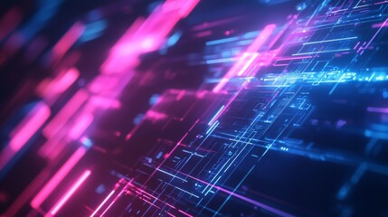Fototapeta premium Futuristic Abstract Background with Neon Lines and Digital Patterns for High-Tech and Modern Aesthetic Generative AI