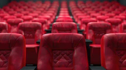 Obraz premium Rows of red cinema or theatre seats against a plain background