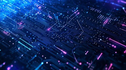 Fototapeta premium Futuristic Digital Technology Background with Neon Lights and Circuit Patterns Generative AI