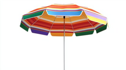 Obraz premium Colorful Beach Umbrella on White Background for Summer Shade Generative AI