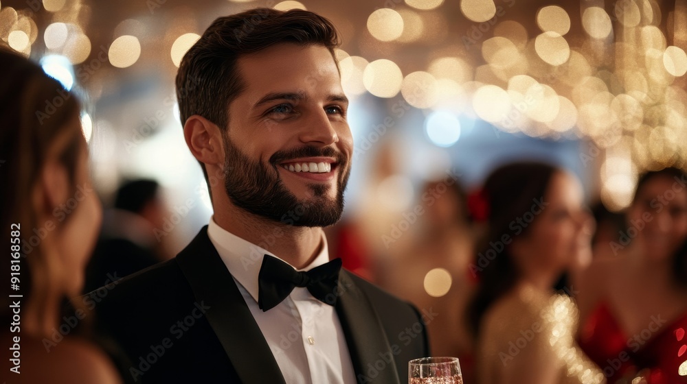 Sticker Christmas Eve party on a cruise ship, passengers in festive attire dancing and celebrating, elegant decorations and holiday lights 