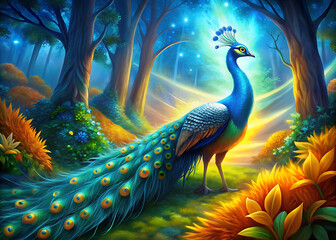 peacock in the night