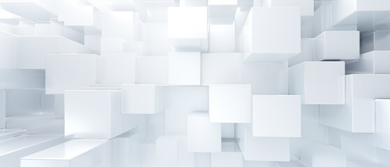 Obraz premium Abstract geometric white background consisting of volumetric cubes and rectangles.