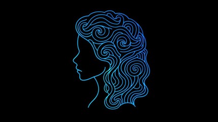 Silhouette Brain Logo for Psychology & Medicine Industry - Vector Illustration on Black Background