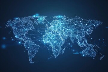 Global network connection. World map point and line composition concept of global business. Vector Illustration with generative ai