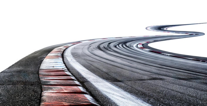 Race track with sharp curves, cut out