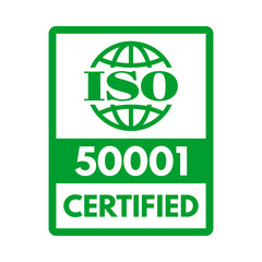 iso 50001 energy management system certified, vector illustration isolated on white background