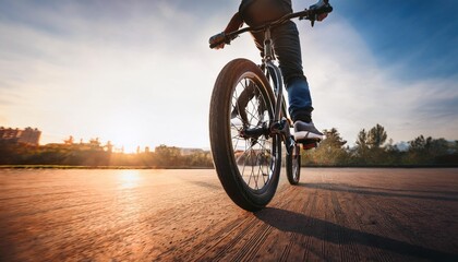 Obraz premium Performing tricks on a BMX and feeling the thrill.