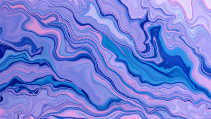 Fototapeta premium Beautiful abstraction of liquid paints in slow blending flow mixing together gently. Generative AI