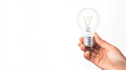 Closeup of a student's hand holding a flickering light bulb, showcasing electrical issues, isolated on a white background 