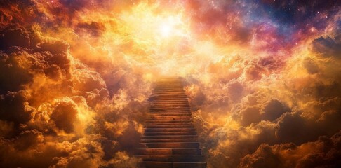 Eternal Joy and Blessings: A Serene Stairway to Heaven Illuminated by Divine Light, Embracing the Promise of Psalm 16:11