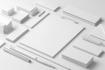 Realistic blank stationery set mockup isolated created with generative ai