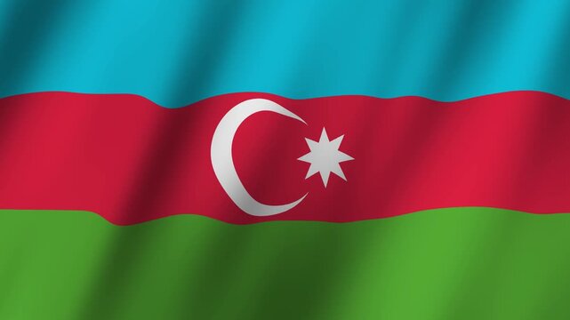 Flag of Azerbaijan waving animation, Azerbaijan Flag footage video waving in wind