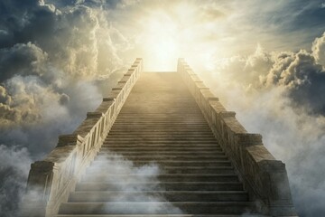 Eternal Joy and Blessings: A Serene Stairway to Heaven Illuminated by Divine Light, Embracing the Promise of Psalm 16:11