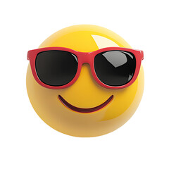 Smiling face with sunglasses three-dimensional emoji,3d cheerful glasses emoji isolated on transparent background, Happy sun emoji,png,3d smiling face emoji with expression sun glasses on, transparent © Village