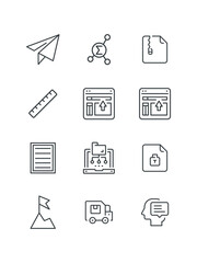 Program, Refresh, Ruler, Tie, User minus, Vision, Washing machine, Wreath, Zip File icon, vector illustration