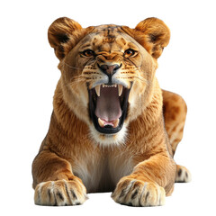 Obraz premium Lion sitting isolated on a transparent background for web, banner, wallpaper