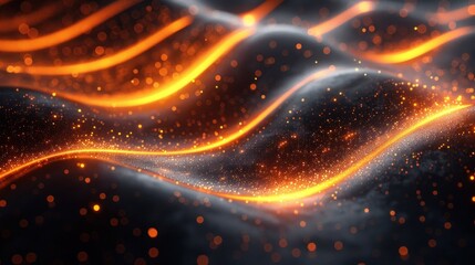 High Speed Orange and Black Abstract with Glowing Yellow Movement - Vector Illustration