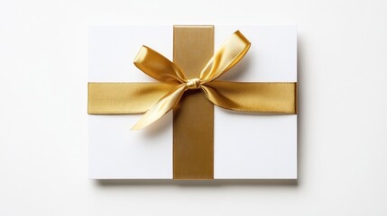 Fototapeta premium isolated image of an elegant Cyber Monday gift card with a gold ribbon, white background 