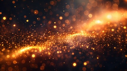 Obraz premium Golden Sparkles: Vibrant Abstract Bokeh Background with Yellow Glowing Particles