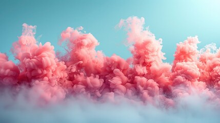 Fototapeta premium Colorful Smoke Puffs on Blue Background - Bold Resin Style Stock Photo with Juxtaposed Imagery and Hyper-Realistic Detail