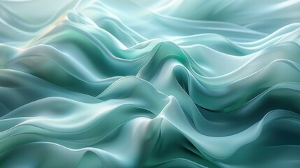 Obraz premium Mint Green and Seafoam Blue Swirl: Abstract Shape in Tranquil Tones