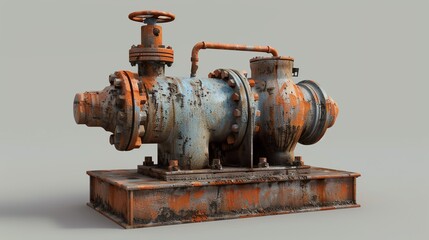 Fototapeta premium 3D render of a small industrial pump, realistic textures