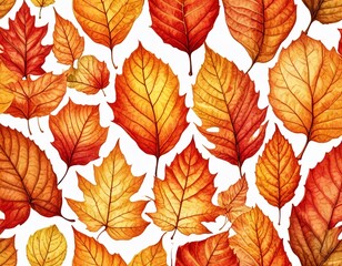 Obraz premium autumn leaves in yellow-red shades on a white background