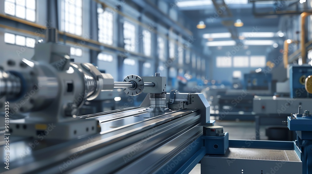 Wall mural detailed 3d render of a cnc machine in an industrial setting