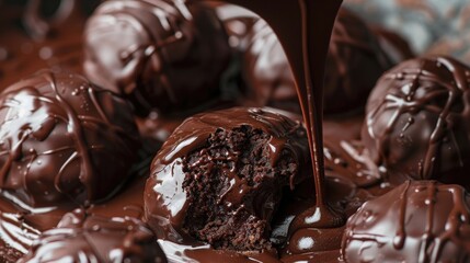 Rich dark chocolate truffles melting on the tongue