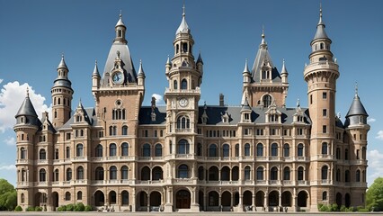 Obraz premium Majestic Historical Castle with Ornate Architecture - European Palace Exterior