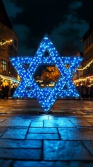 Fototapeta premium Star of David Festival Lights Judaism Religion Spiritual Symbol - Generative AI
