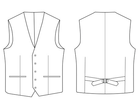 Lapelled breasted vest waistcoat technical fashion koti vector illustration 