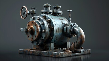 Detailed 3D render of a small industrial pump