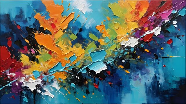 Vivid Abstract Painting with Bold Palette Knife Textures for Contemporary Spaces