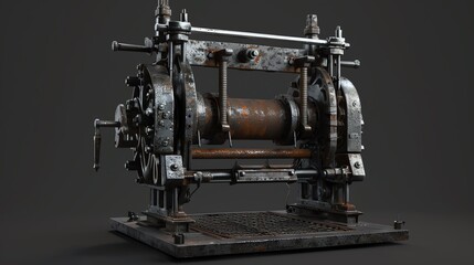 Detailed 3D render of a small industrial press