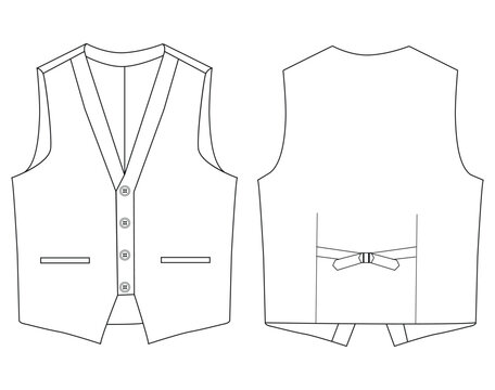 Lapelled breasted vest waistcoat technical fashion koti vector illustration 