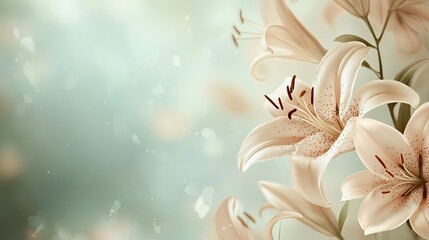 A soft, retro background with elegant lily flowers, creating a serene and nostalgic atmosphere with space for text.
