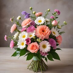 A simple bouquet of mixed flowers